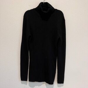 Boston Proper Black Ribbed Knit Turtleneck Sweater Long Sleeve Small